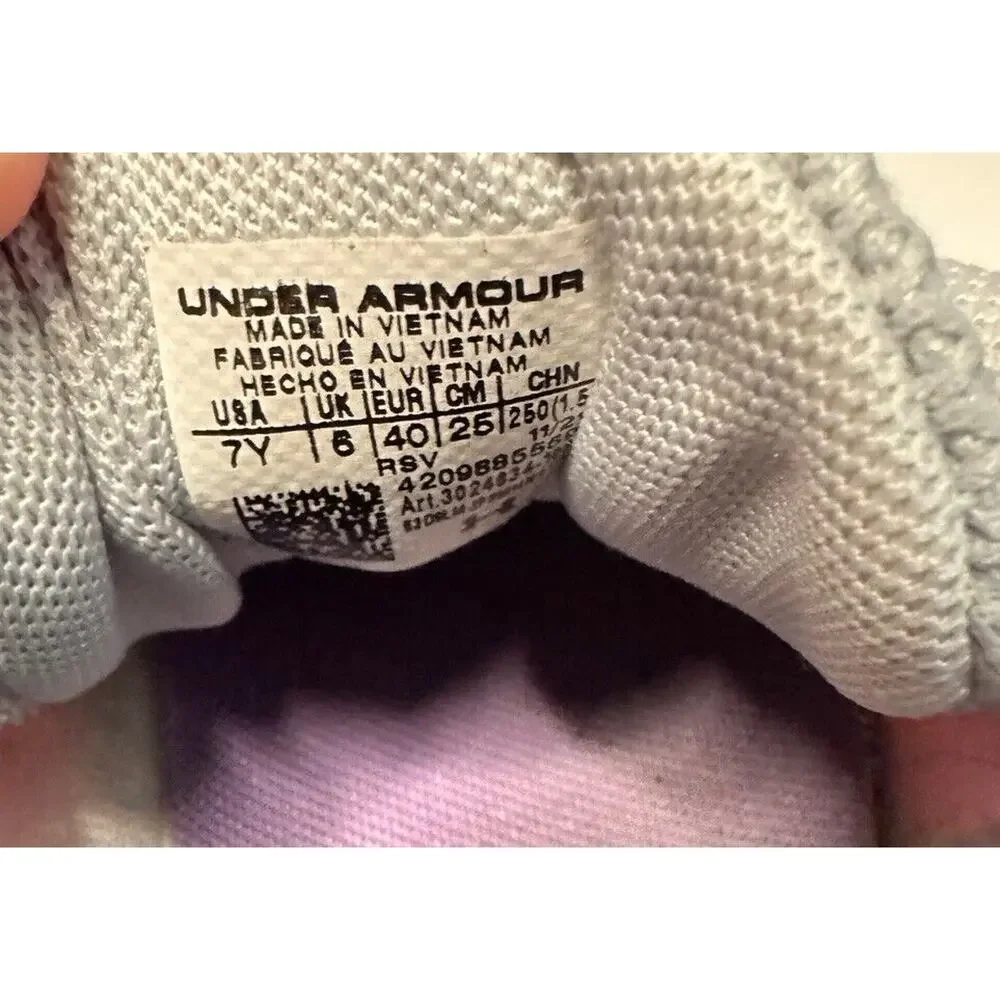 Under Armour Kids Youth 7Y UA Gray White Pink Running